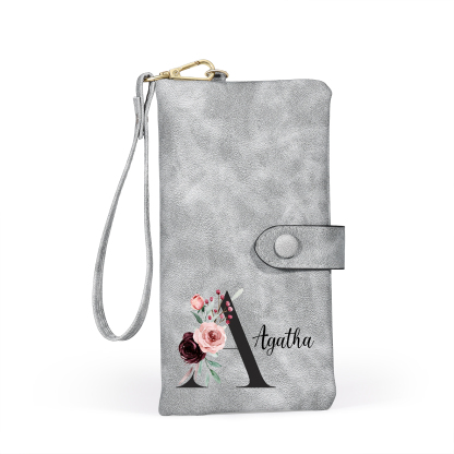 Personalised Women's Wallet with Birth Floral Initial & Name Gift for Her | Jessemade