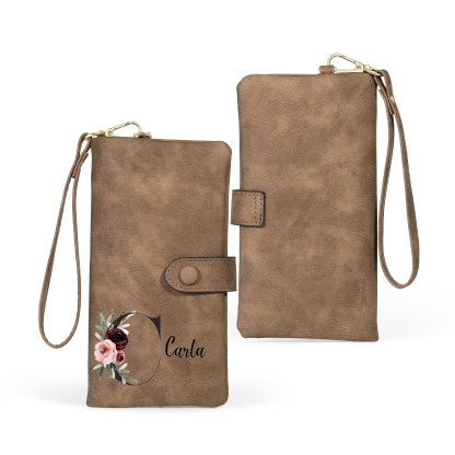 Personalised Women's Wallet with Birth Floral Initial & Name Gift for Her | Jessemade