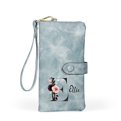 Personalised Women's Wallet with Birth Floral Initial & Name Gift for Her | Jessemade