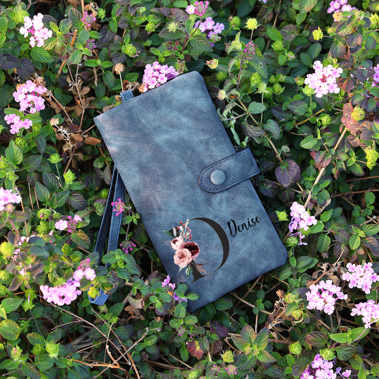 Personalised Women's Wallet with Birth Floral Initial & Name Gift for Her | Jessemade