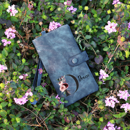 Personalised Women's Wallet with Birth Floral Initial & Name Gift for Her | Jessemade