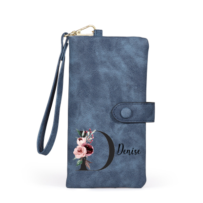 Personalised Women's Wallet with Birth Floral Initial & Name Gift for Her | Jessemade