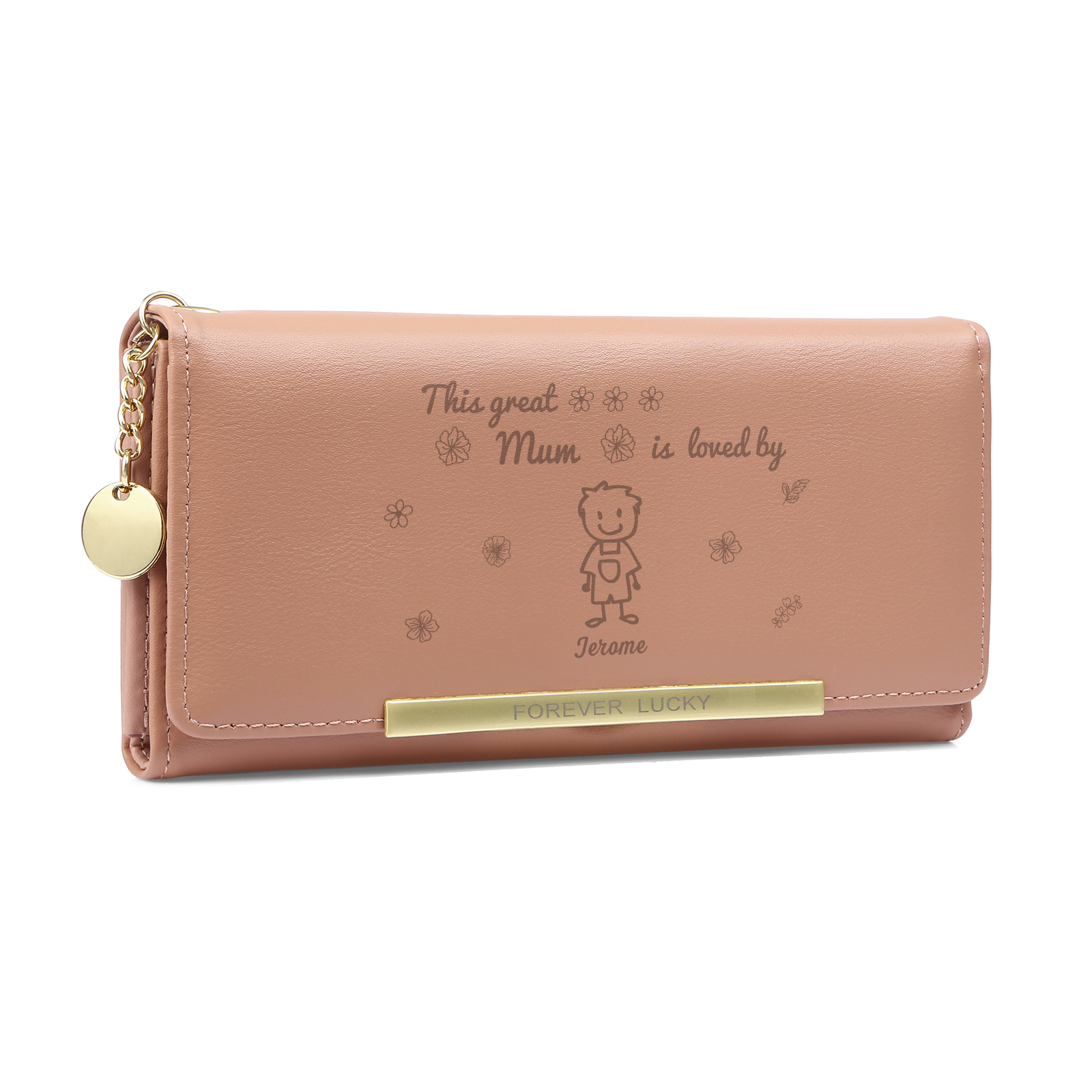 [Copy]Personalised Women Wallet Custom 1–6 Names & Pattern Leather Wallet Pink Gift for Her "This Awesome Grandma Nan Belongs To"