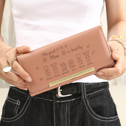 To my Mum - Personalised Photo Women Wallet Custom With 6 Kids/Pets And 6 Names –“This Great Mum Is Loved By" | Jessemade