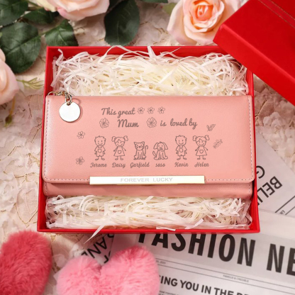 To my Mum - Personalised Photo Women Wallet Custom With 6 Kids/Pets And 6 Names –“This Great Mum Is Loved By" | Jessemade