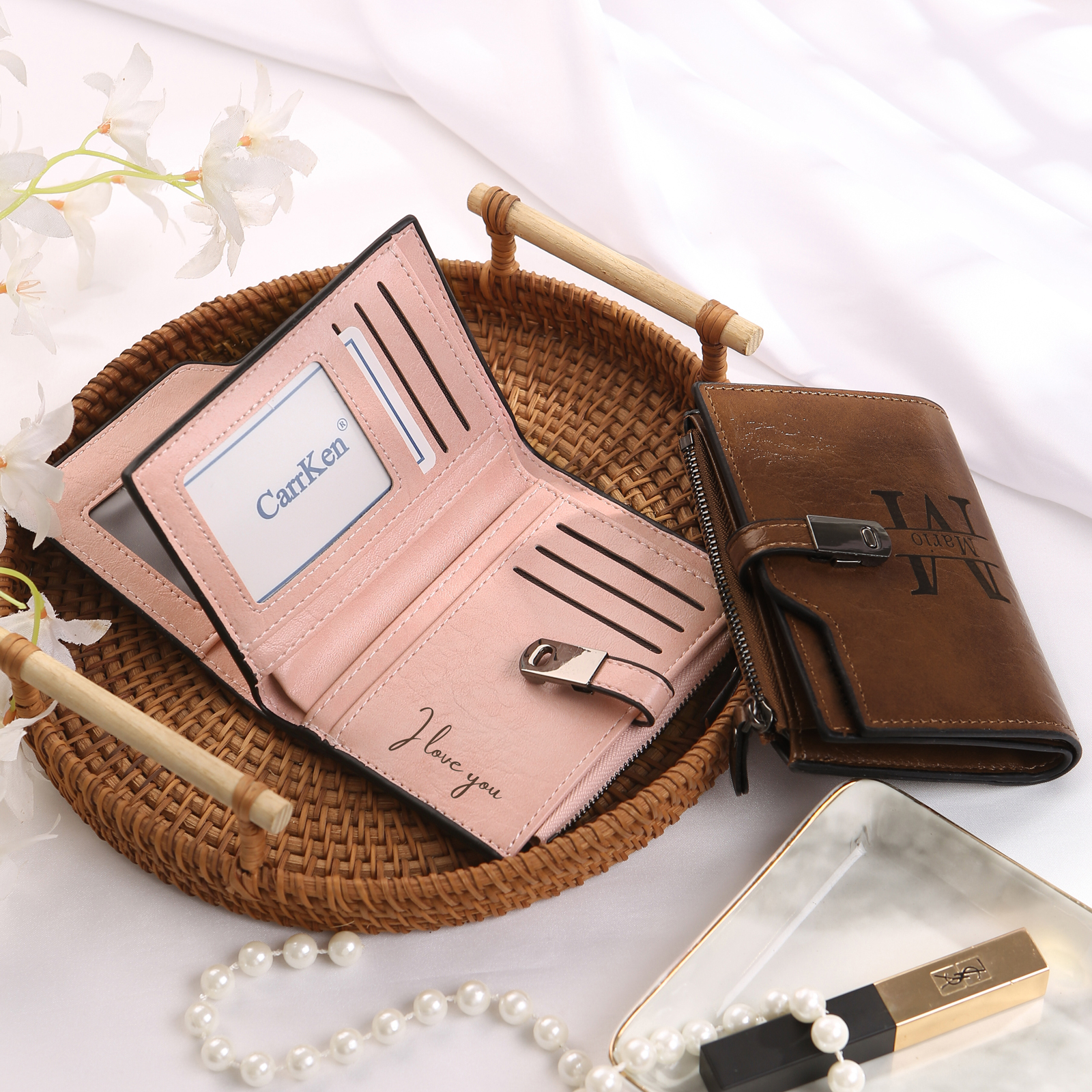 Personalised PU Leather Wallet with Photo & Name Engraving for Women | Jessemade