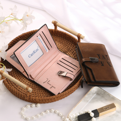 Personalised PU Leather Wallet with Photo & Name Engraving for Women | Jessemade