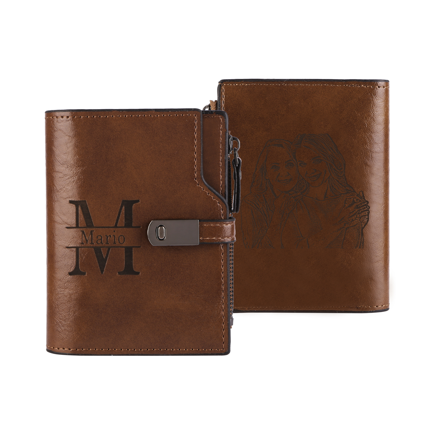 Personalised PU Leather Wallet with Photo & Name Engraving for Women | Jessemade
