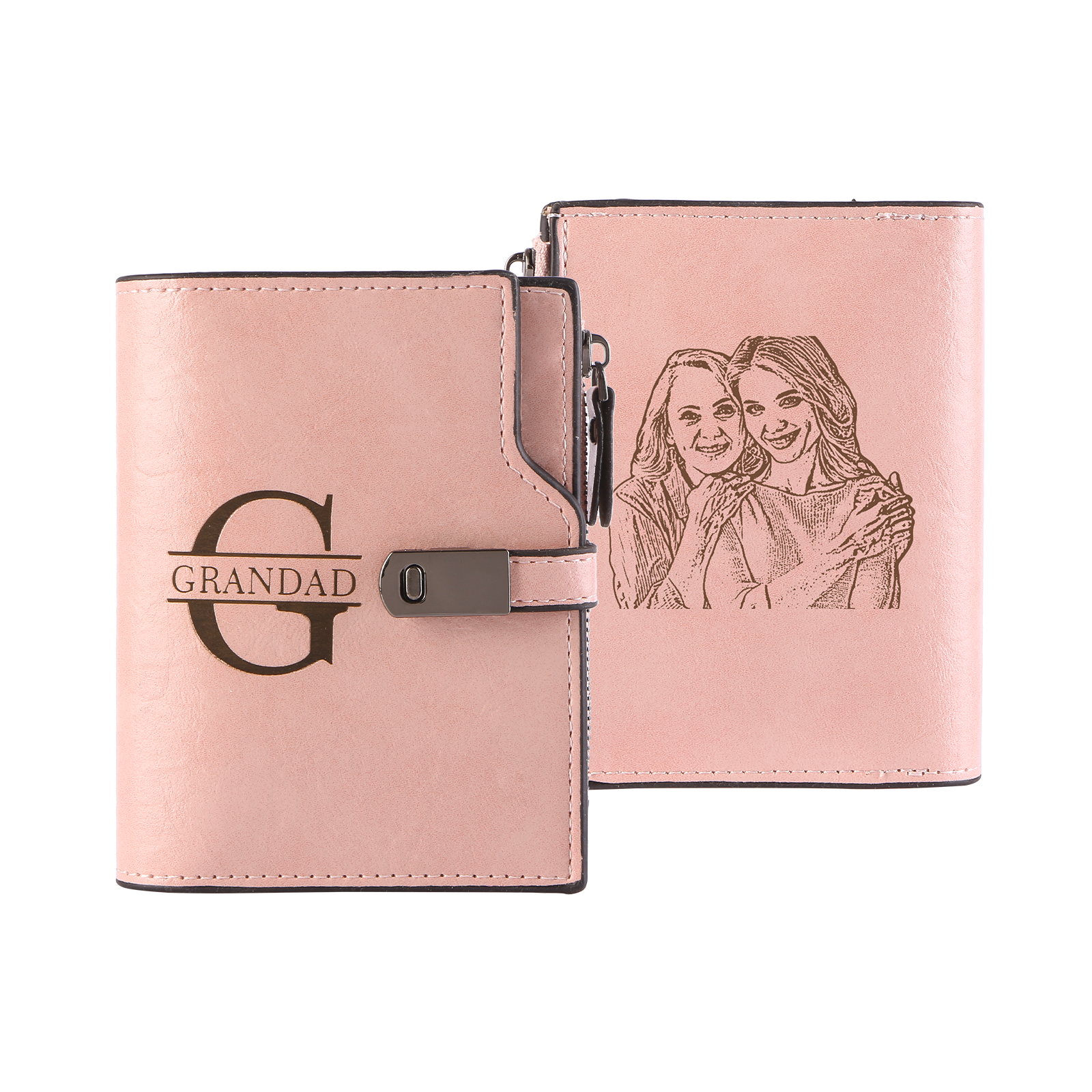 Personalised PU Leather Wallet with Photo & Name Engraving for Women | Jessemade