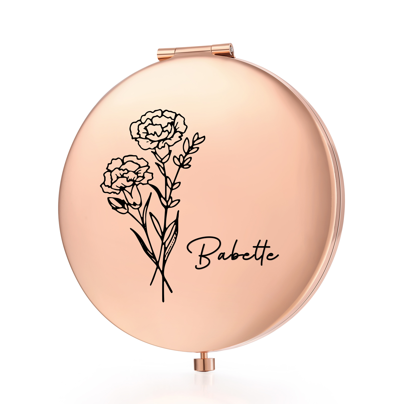 2PCS Gift Set For Mum - Personalised Women's Wallet Compact Mirror Gift Set, Custom Name & Birthday Flower Wallet for Her | Jessemade