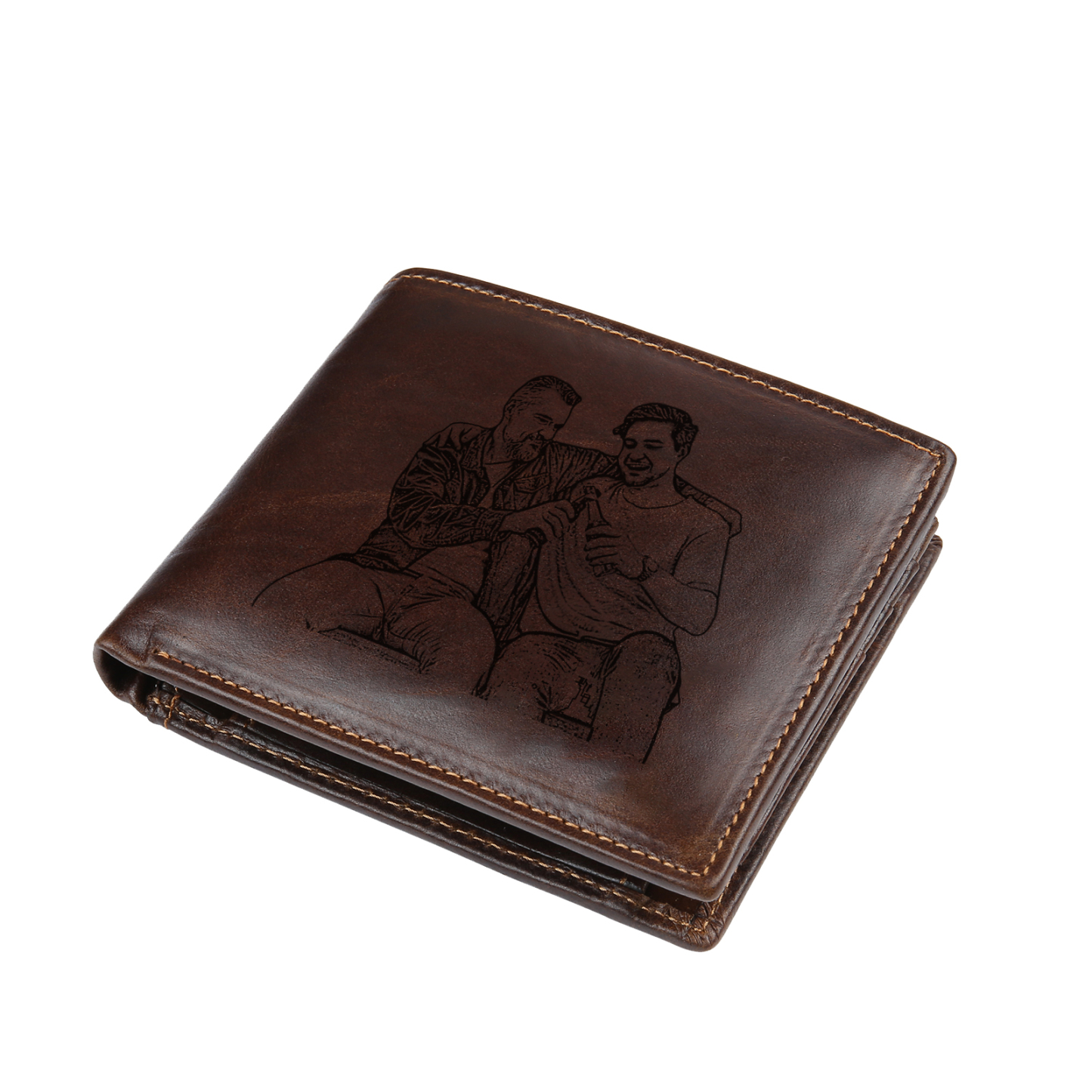 Personalised Leather Wallet for Men – Custom 1 Photo & 1 Name Engraving | Jessemade