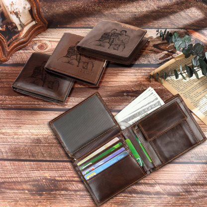 Personalised Leather Wallet for Men – Custom 1 Photo & 1 Name Engraving | Jessemade