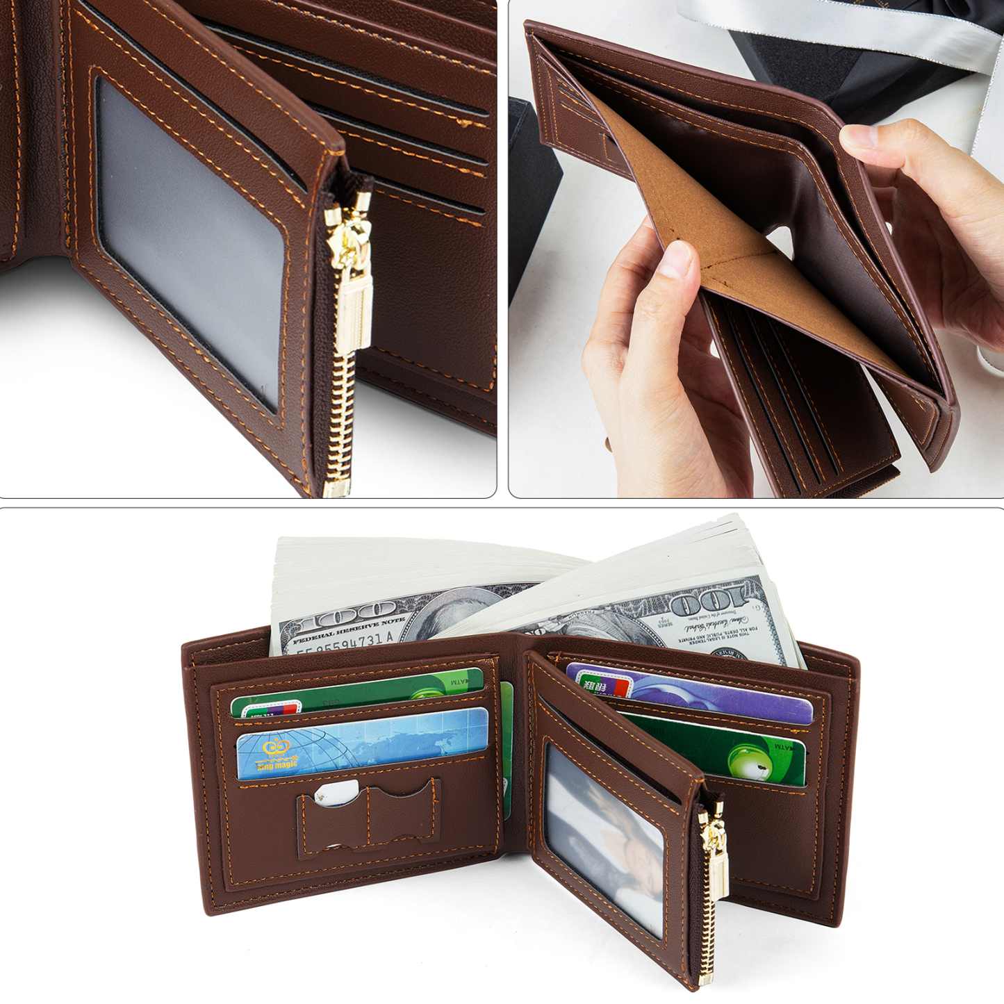 Personalised Leather Wallet for Men – Custom 1 Photo & 1 Name Engraving | Jessemade