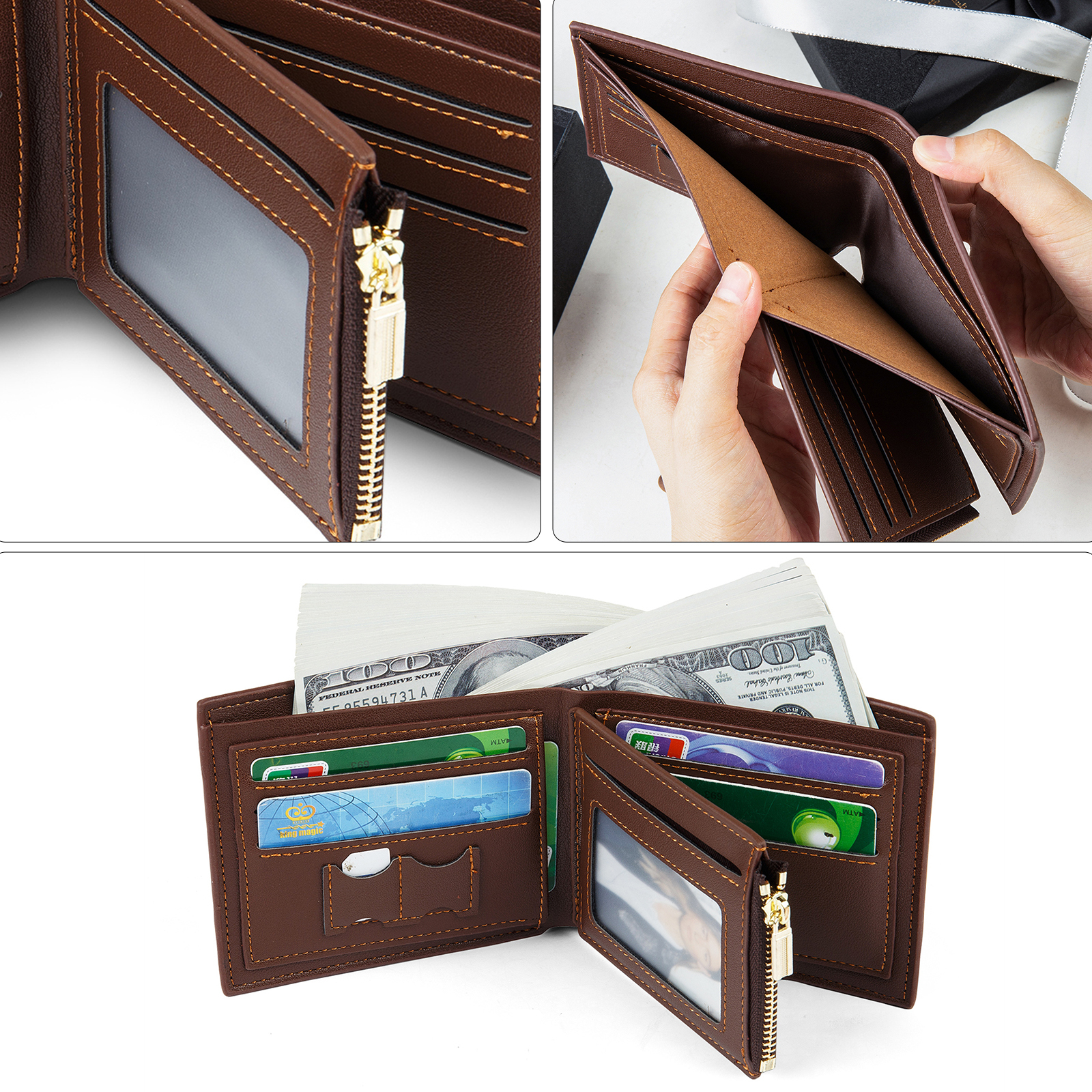 Personalised Leather Wallet for Men – Custom 1 Photo & 1 Name Engraving | Jessemade