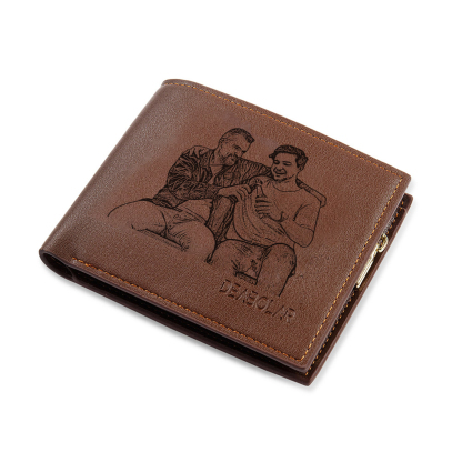 Personalised Leather Wallet for Men – Custom 1 Photo & 1 Name Engraving | Jessemade