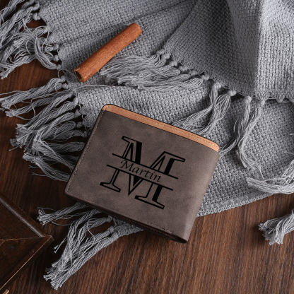 Personalised Leather Wallet for Men – Custom 1 Photo & 1 Name Engraving | Jessemade