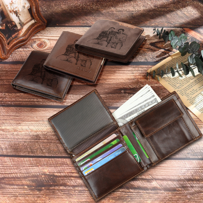 Personalised Leather Wallet for Men – Custom 1 Photo & 1 Name Engraving | Jessemade