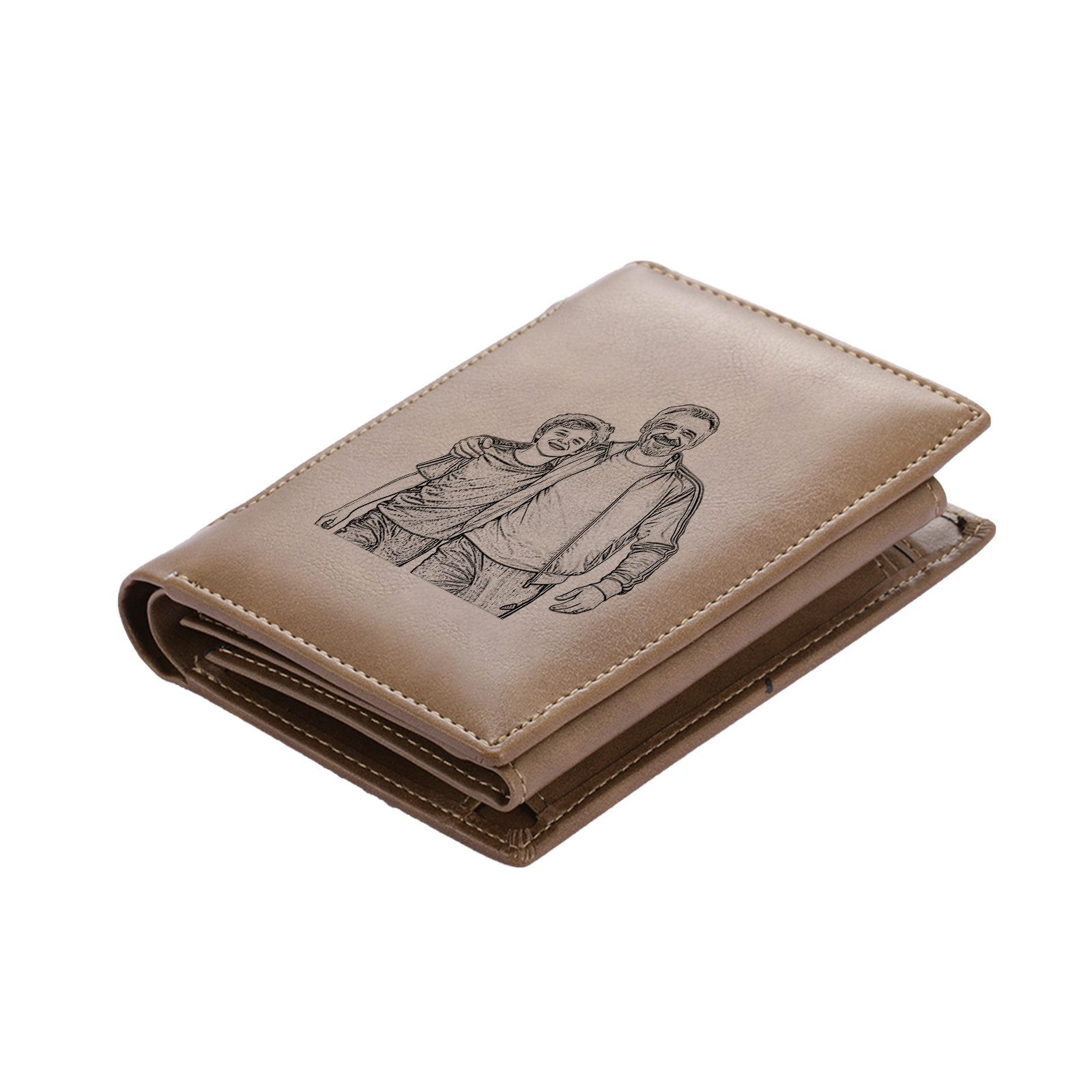 Personalised Leather Wallet for Men – Custom 1 Photo & 1 Name Engraving | Jessemade