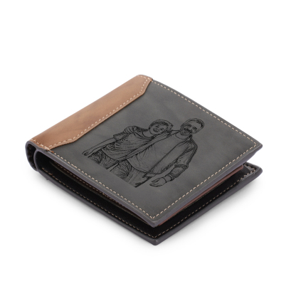Personalised Leather Wallet for Men – Custom 1 Photo & 1 Name Engraving | Jessemade