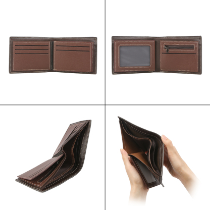 Personalised Leather Wallet for Men – Custom 1 Photo & 1 Name Engraving | Jessemade