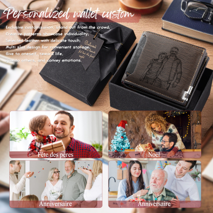 Personalised Leather Wallet for Men – Custom 1 Photo & 1 Name Engraving | Jessemade