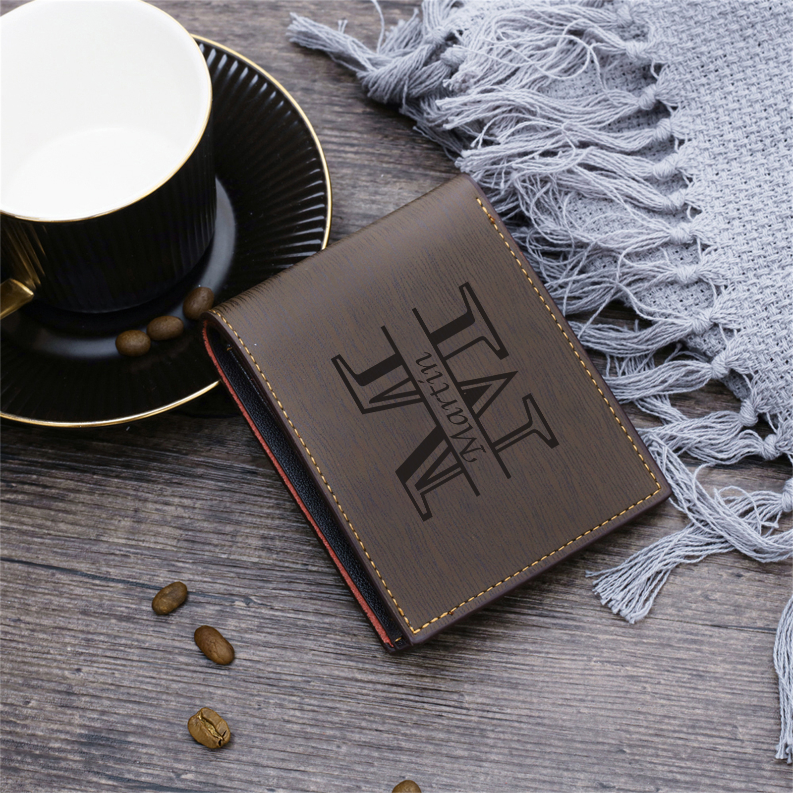 Personalised Leather Wallet for Men – Custom 1 Photo & 1 Name Engraving | Jessemade