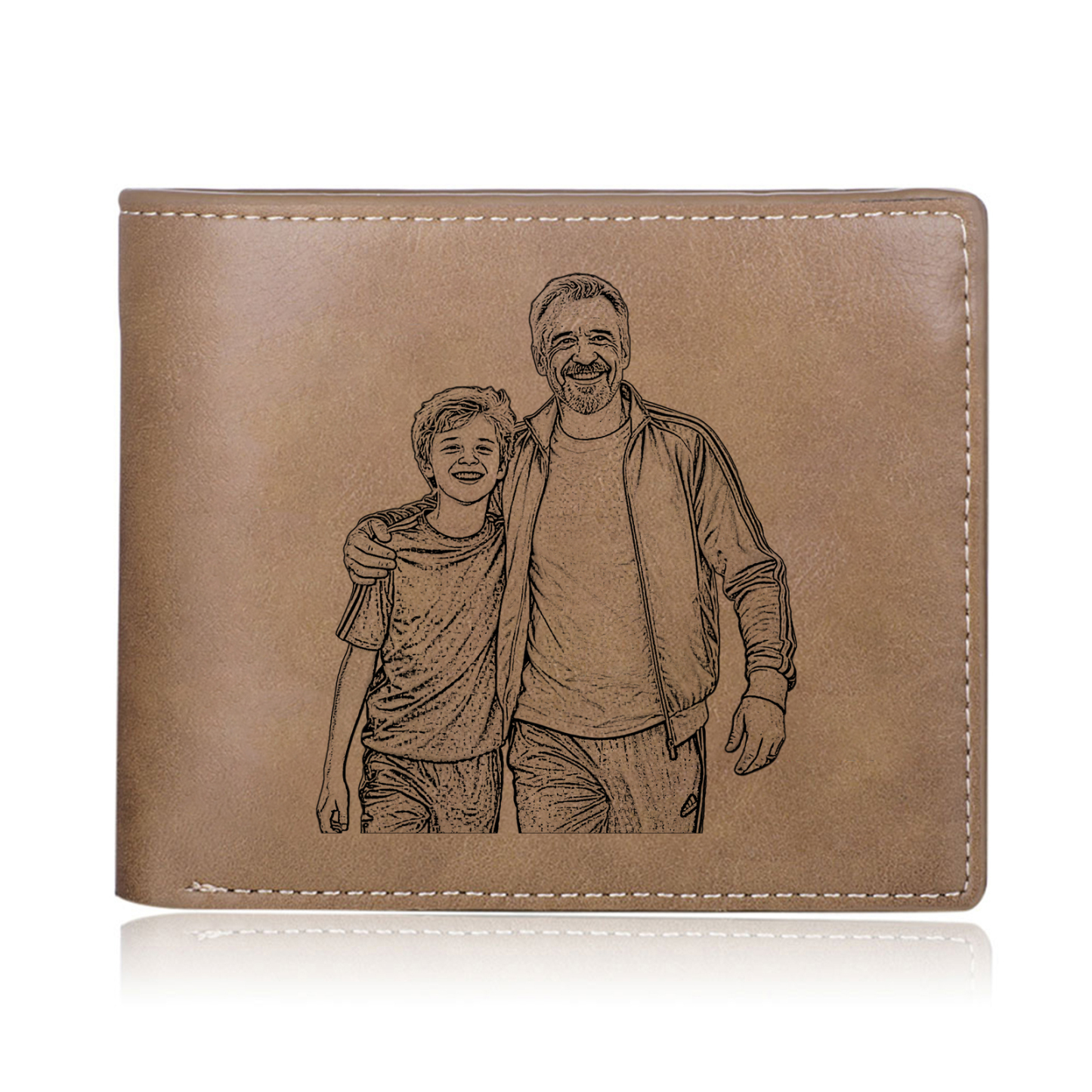 Personalised Leather Wallet for Men – Custom 1 Photo & 1 Name Engraving | Jessemade