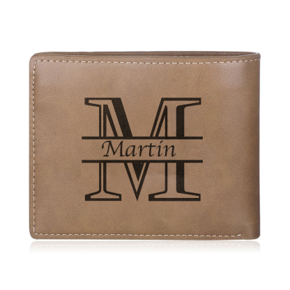 Personalised Leather Wallet for Men – Custom 1 Photo & 1 Name Engraving | Jessemade