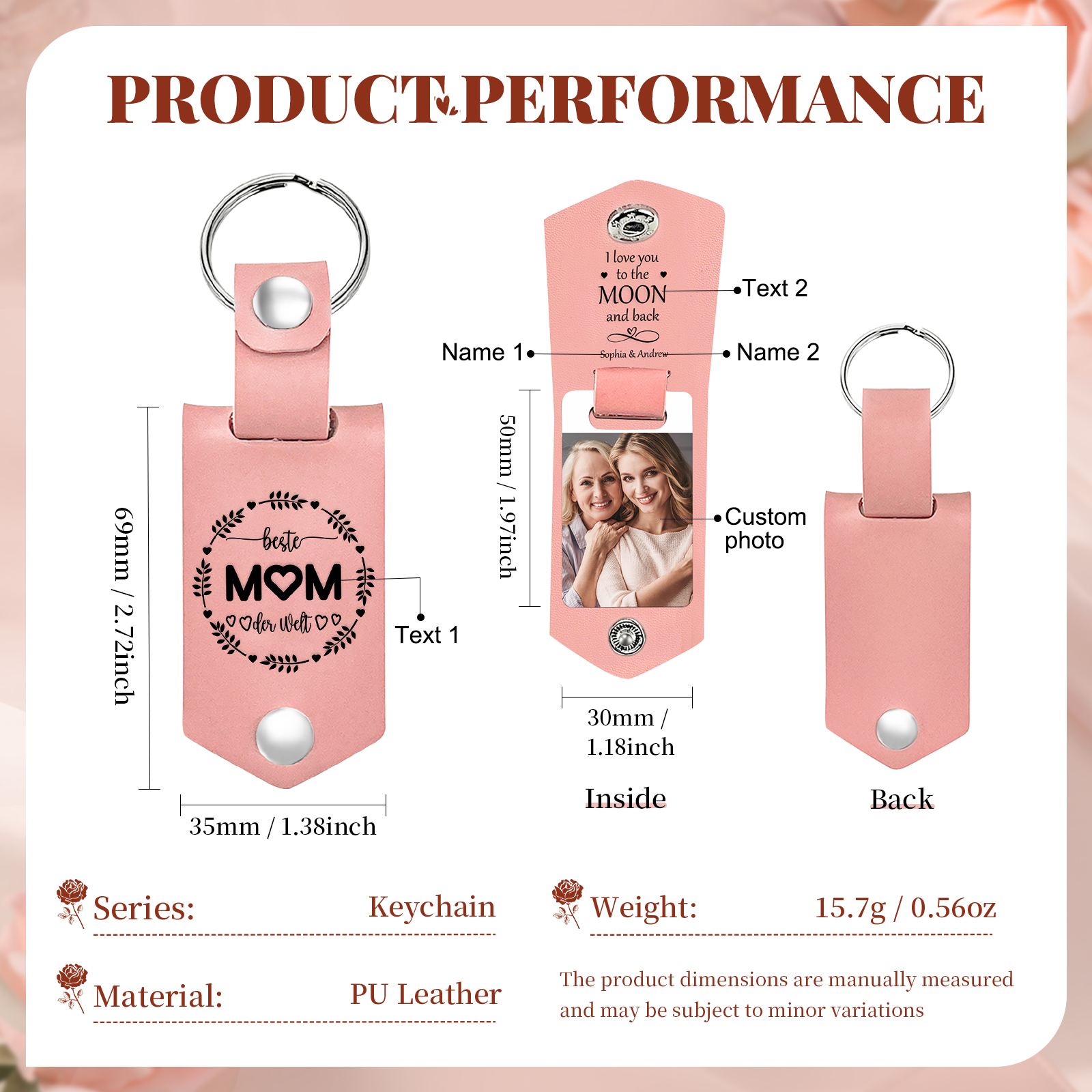 2PCS Gift Set For Mum - Personalised Women's Wallet Keychain Gift Set, Custom Name & Birth Flower Wallet for Her | Jessemade