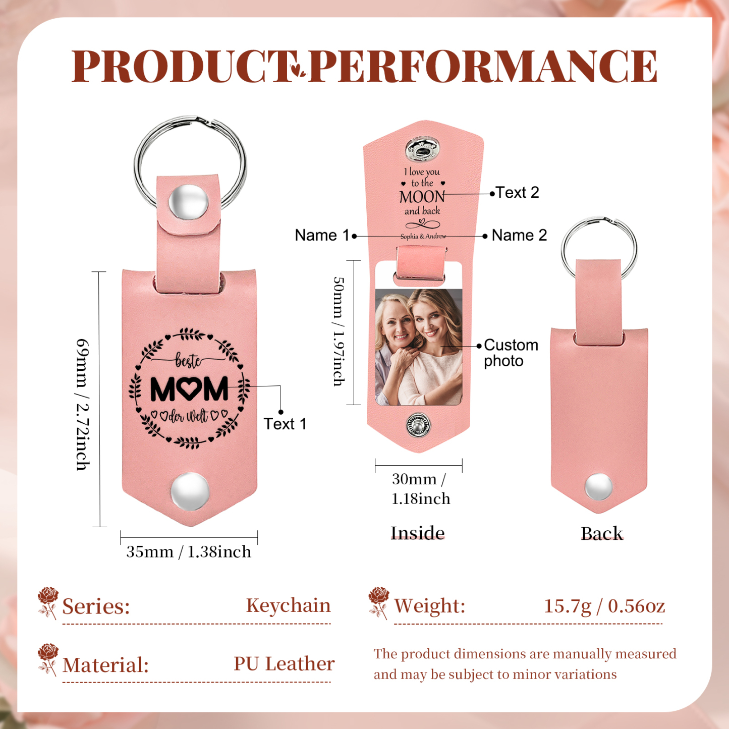 2PCS Gift Set For Mum - Personalised Women's Wallet Keychain Gift Set, Custom Name & Birth Flower Wallet for Her | Jessemade