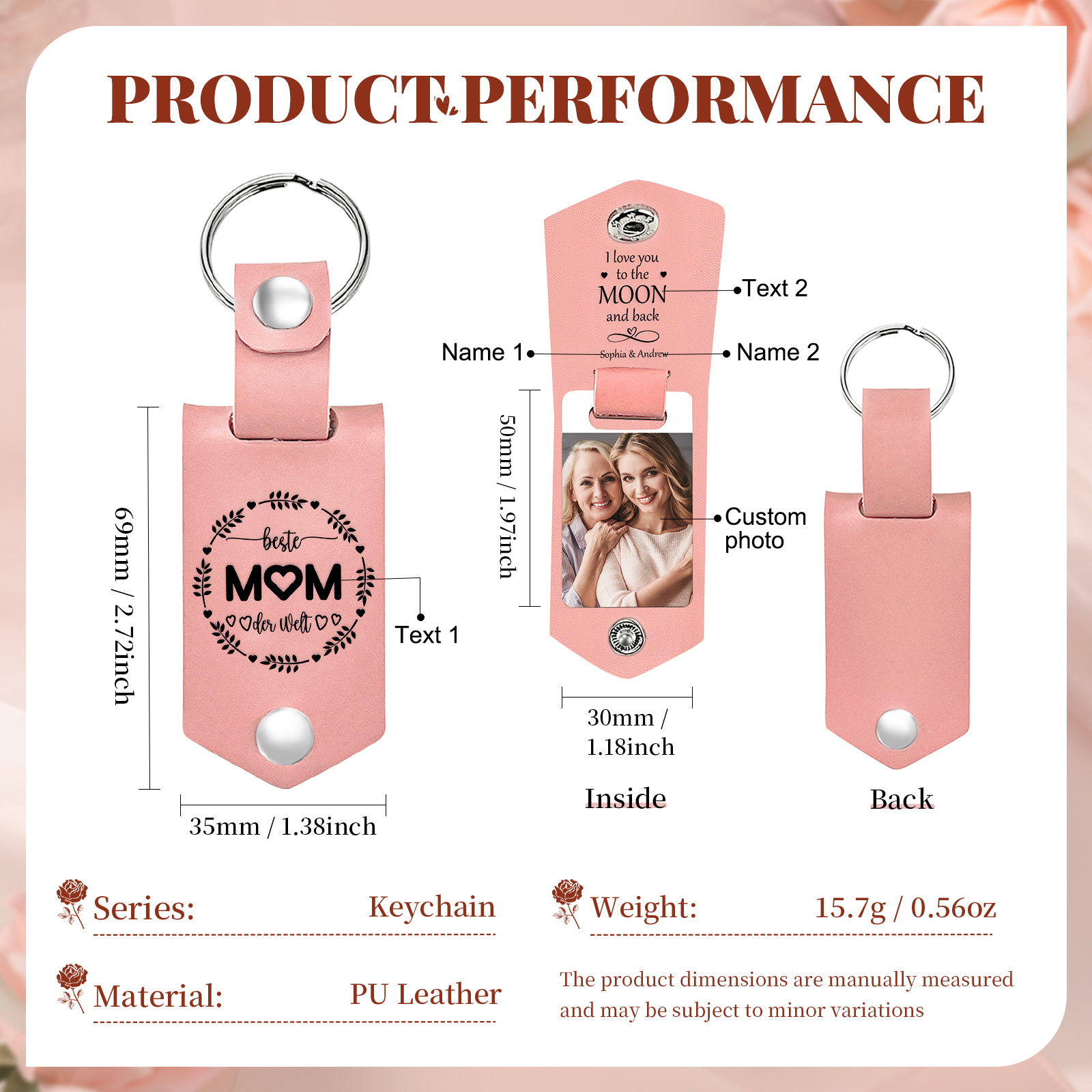 2PCS Gift Set For Mum - Personalised Women's Wallet Keychain Gift Set, Custom Name & Birth Flower Wallet for Her | Jessemade