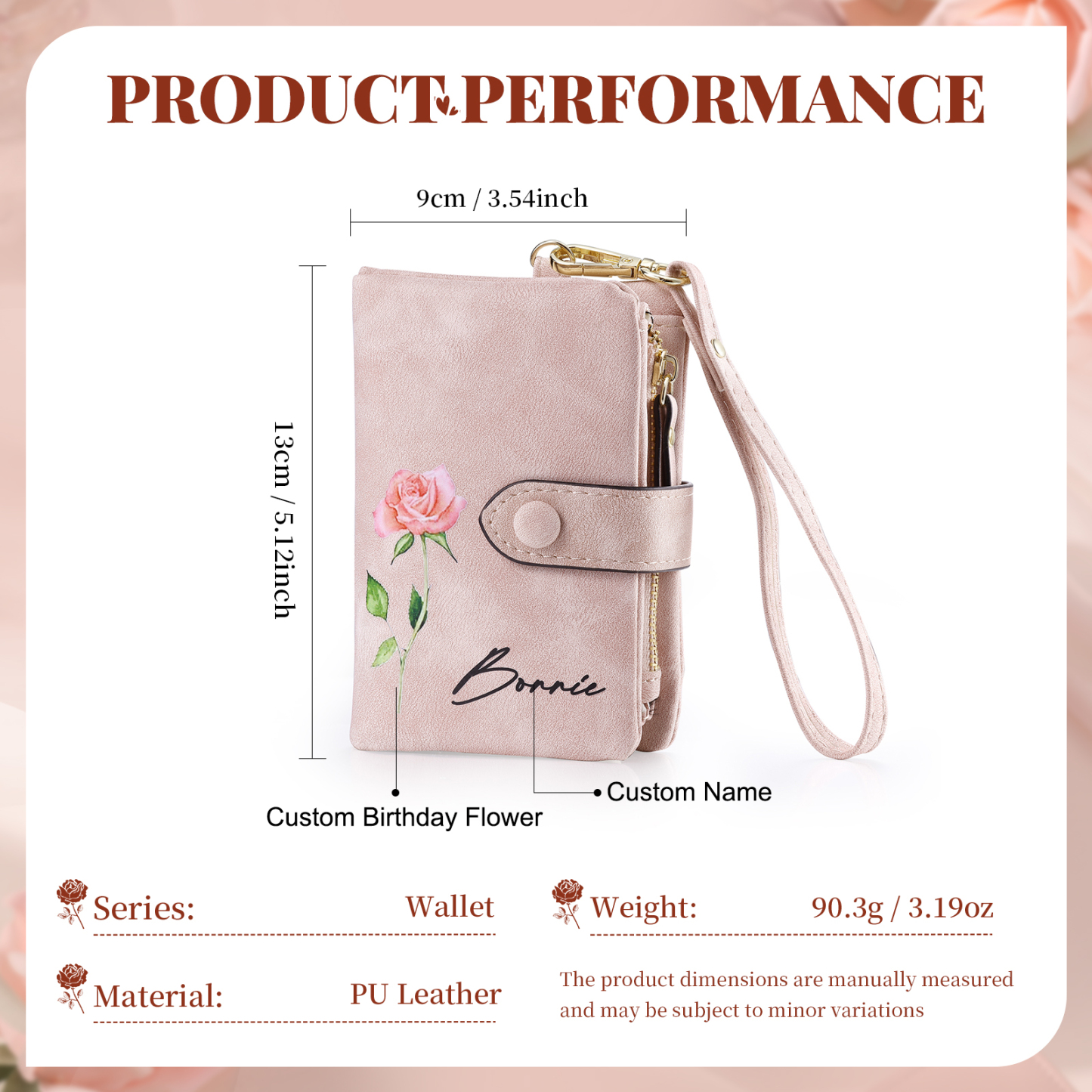 2PCS Gift Set For Mum - Personalised Women's Wallet Keychain Gift Set, Custom Name & Birth Flower Wallet for Her | Jessemade