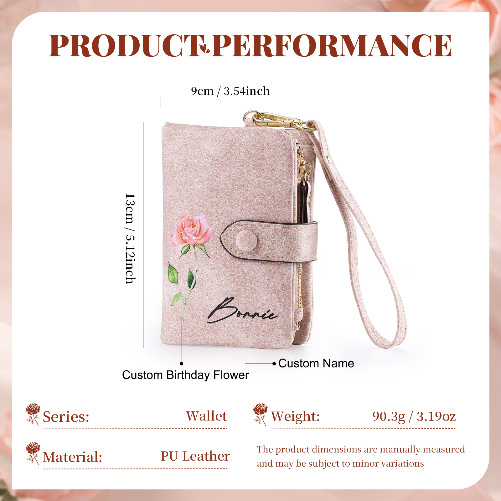 2PCS Gift Set For Mum - Personalised Women's Wallet Keychain Gift Set, Custom Name & Birth Flower Wallet for Her | Jessemade