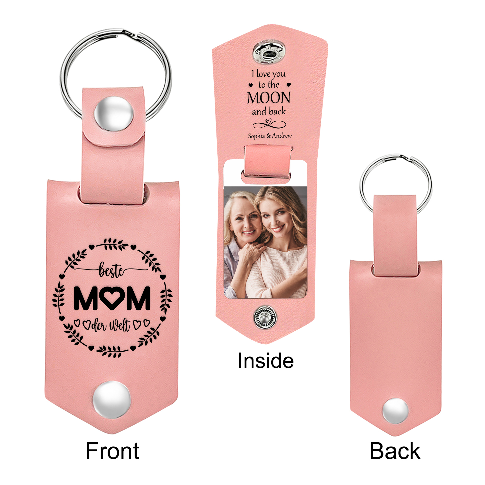 2PCS Gift Set For Mum - Personalised Women's Wallet Keychain Gift Set, Custom Name & Birth Flower Wallet for Her | Jessemade