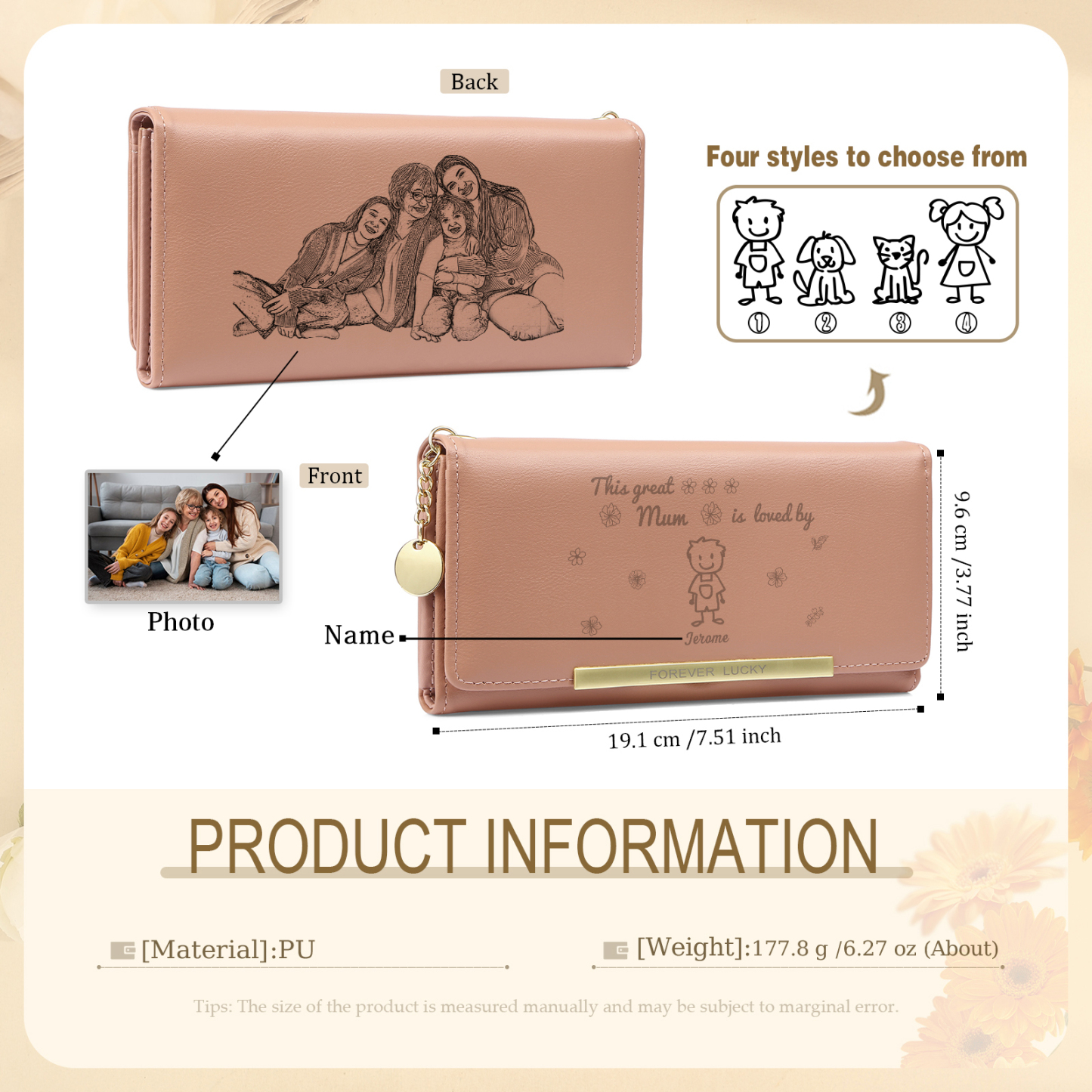 To my Mum - Personalised  Photo Women Wallet Custom With 1 Kid/Pet And 1 Name –“This Great Mum Is Loved By" | Jessemade