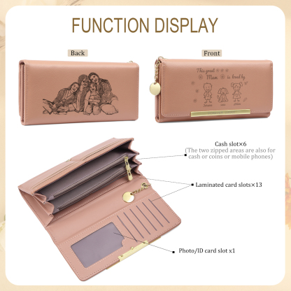 To my Mum - Personalised  Photo Women Wallet Custom With 3 Kids/Pets And 3 Names –“This Great Mum Is Loved By" | Jessemade