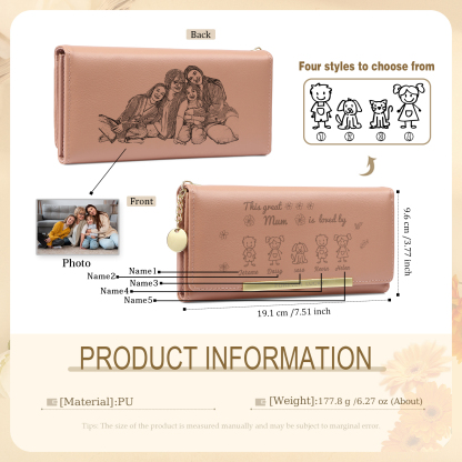 To my Mum - Personalised Photo Women Wallet Custom With 5 Kids/Pets And 5 Names –“This Great Mum Is Loved By" | Jessemade