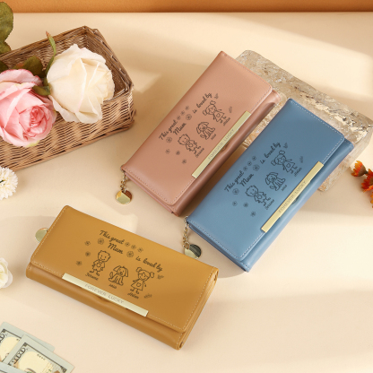 Personalised Women Wallet Purse Leather Custom With 3 Kids/Pets And 3 Names –“This Great Mum Is Loved By"- Mothers' Day Presents For Mum | Jessemade