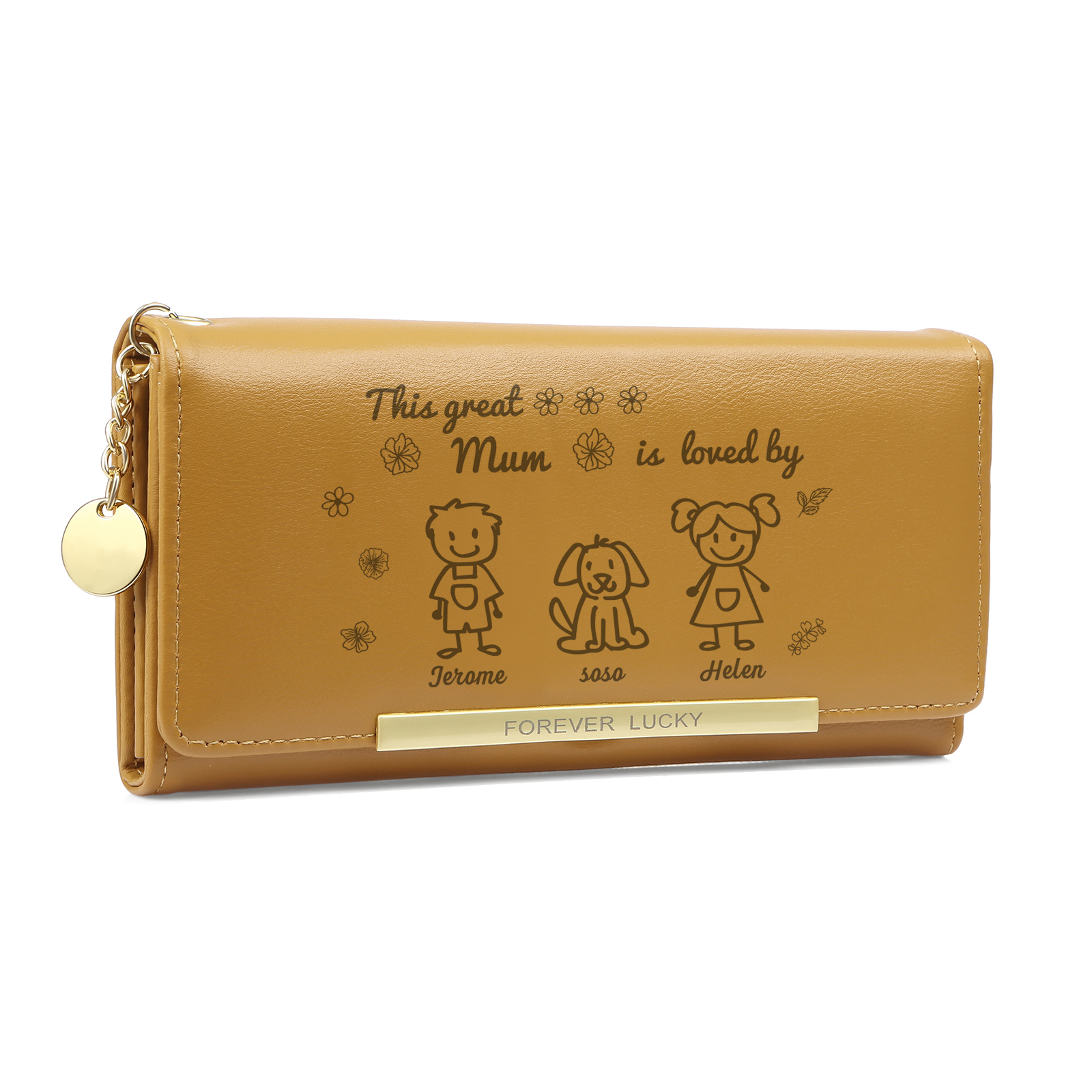Personalised Women's Wallet – Custom Gift for Mum with Kids & Pets | Jessemade