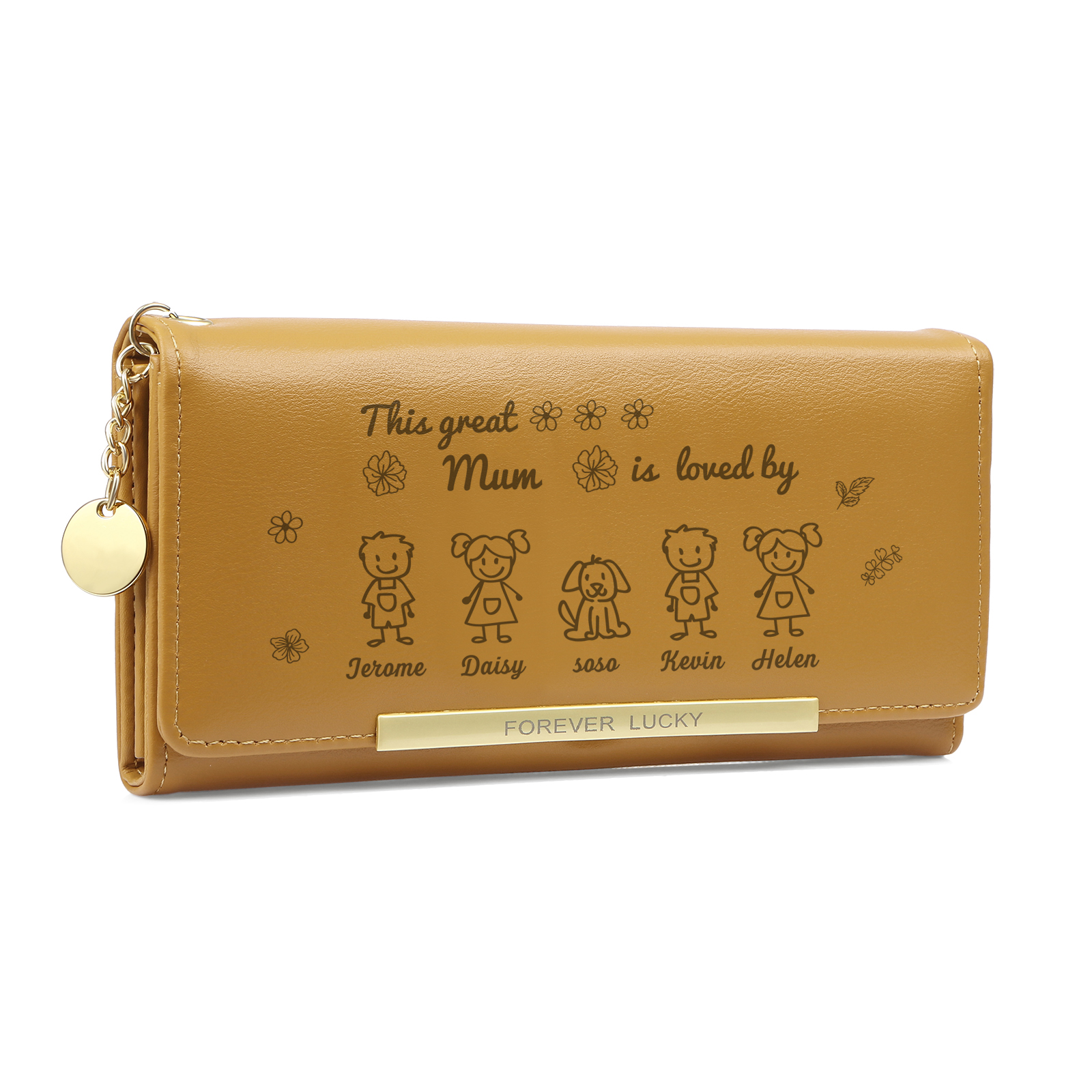 Personalised Women's Wallet – Custom Gift for Mum with Kids & Pets | Jessemade
