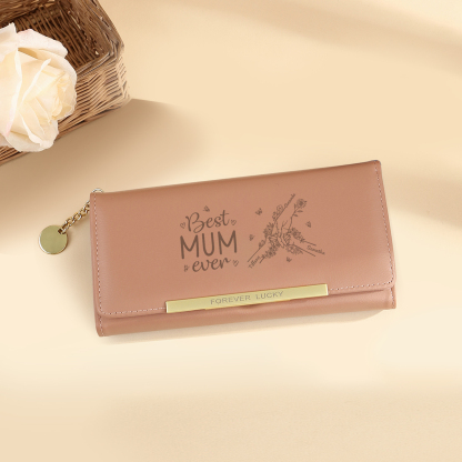 To my Mum - Personalised Women Wallet Custom With 3 Kids/Pets And 3 Names Wallet Hand in Hand Gift for Mum | Jessemade