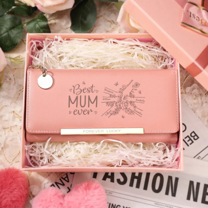 To my Mum - Personalised Women Wallet Custom With 6 Kids/Pets And 6 Names Wallet Hand in Hand Gift for Mum | Jessemade