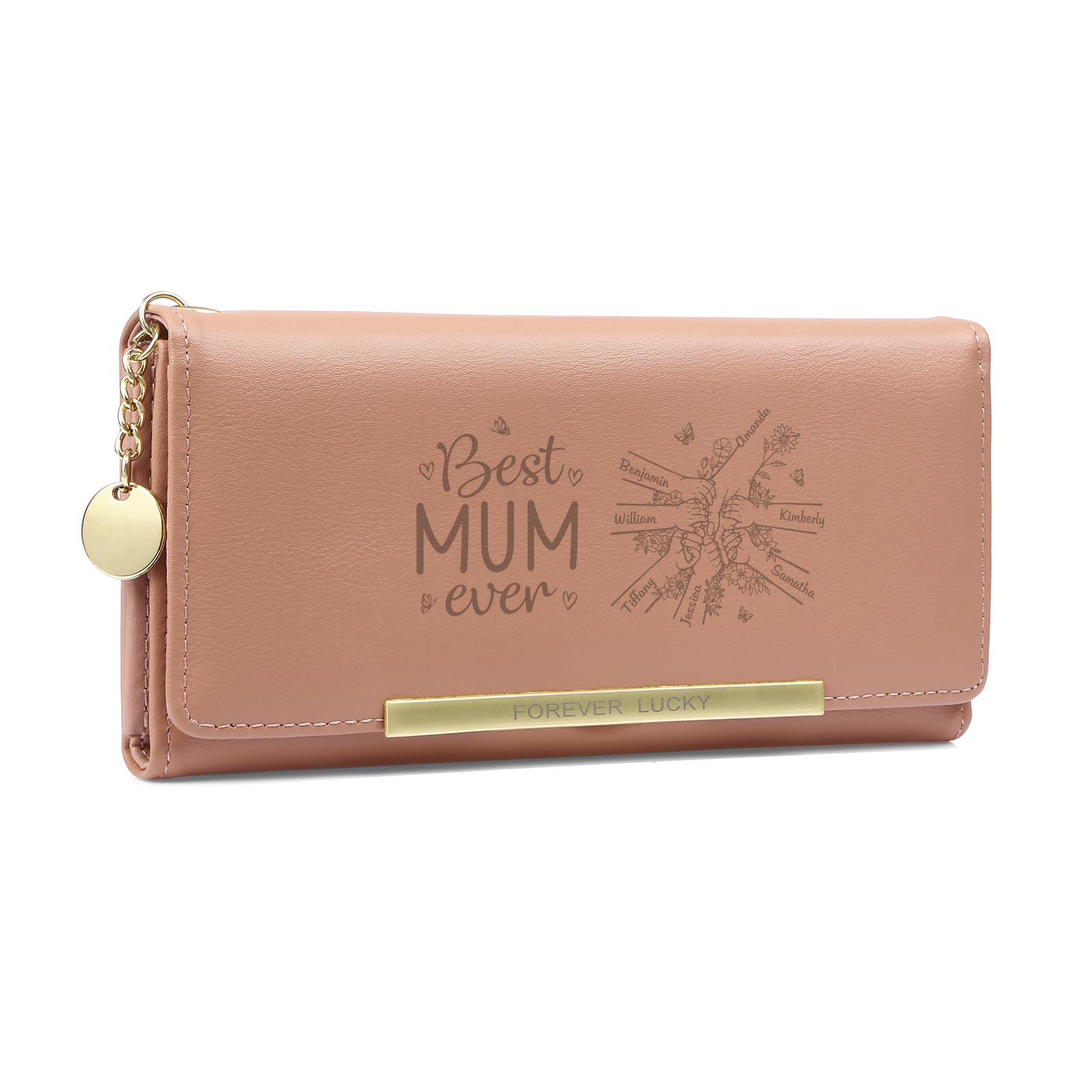 To my Mum - Personalised Women Wallet Custom With 7 Kids/Pets And 7 Names Wallet Hand in Hand Gift for Mum | Jessemade