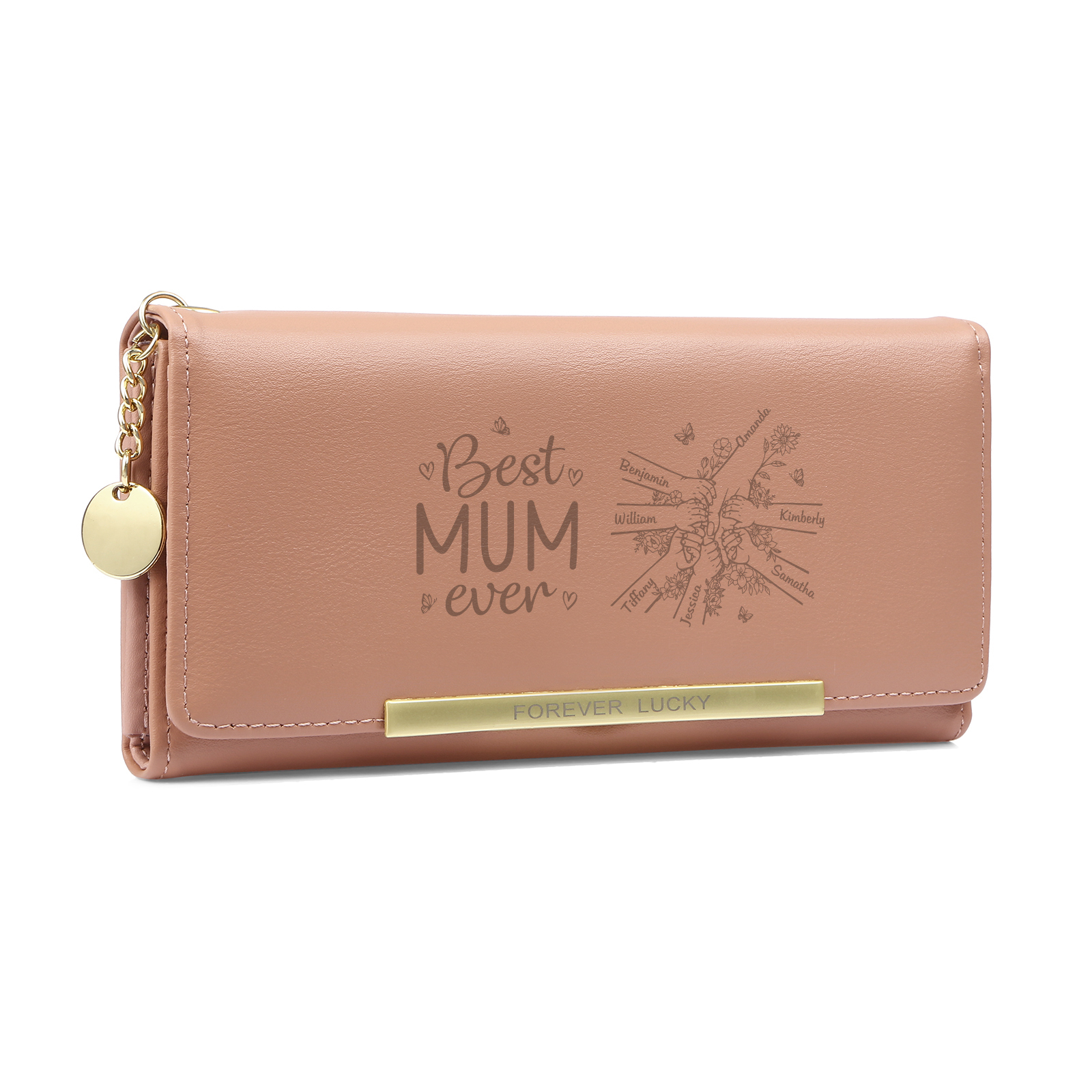 To my Mum - Personalised Women Wallet Custom With 7 Kids/Pets And 7 Names Wallet Hand in Hand Gift for Mum | Jessemade