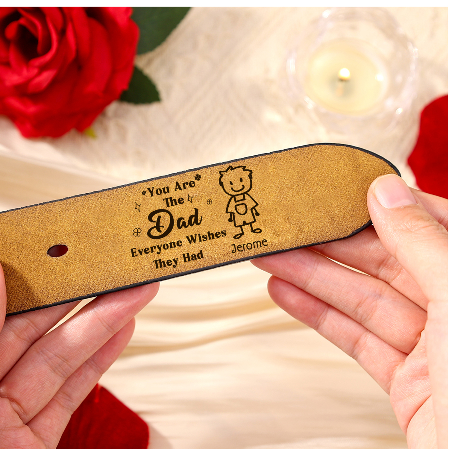 Personalised Men's Leather Belt Custom 1-6 Names With & Choice of 4 Icons Brown and Black Gift for Dad | Jessemade