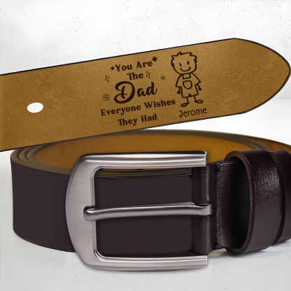 Personalised Men's Leather Belt Custom 1-6 Names With & Choice of 4 Icons Brown and Black Gift for Dad | Jessemade