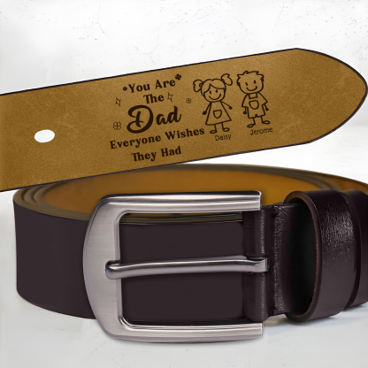 Personalised Men's Leather Belt Custom 1-6 Names With & Choice of 4 Icons Brown and Black Gift for Dad | Jessemade