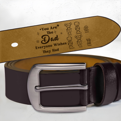 Personalised Men's Leather Belt Custom 1-6 Names With & Choice of 4 Icons Brown and Black Gift for Dad | Jessemade