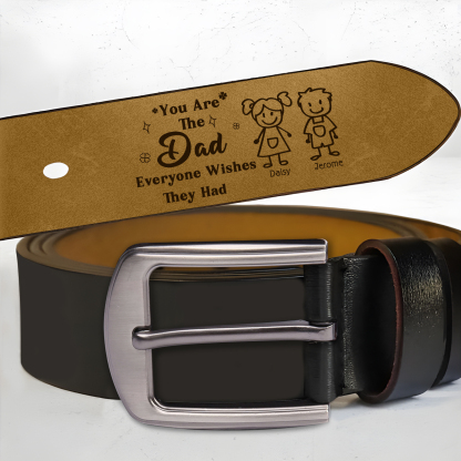 Personalised Men's Leather Belt Custom 1-6 Names With & Choice of 4 Icons Brown and Black Gift for Dad | Jessemade