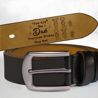 Personalised Men's Leather Belt Custom 1-6 Names With & Choice of 4 Icons Brown and Black Gift for Dad | Jessemade